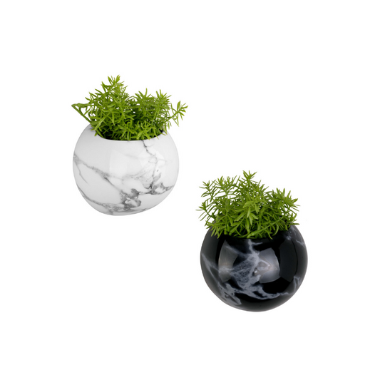 Marble Effect Globe Wall Ceramic Plant Pot - ad&i