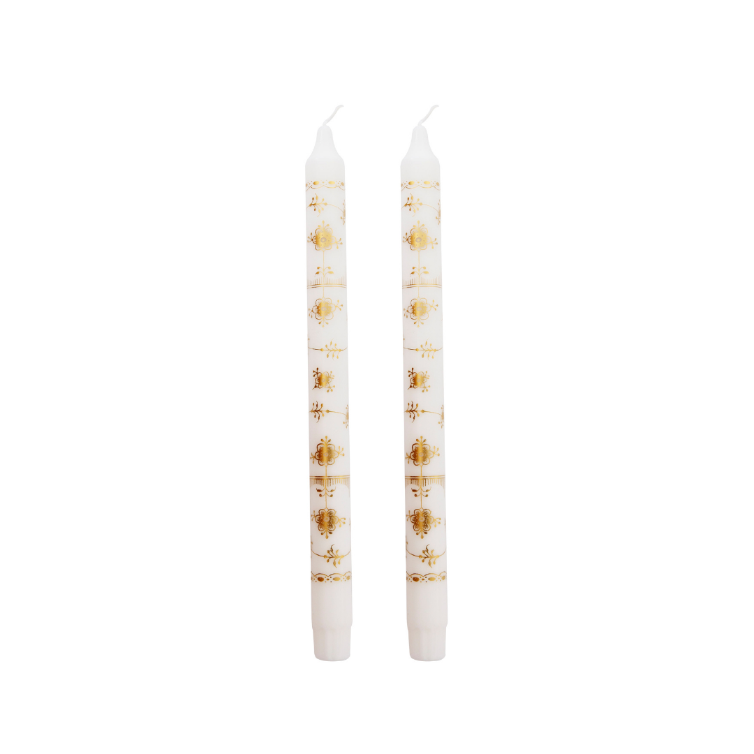 Gold Floral Scandi Fluted Candle Set of Two-ad&i