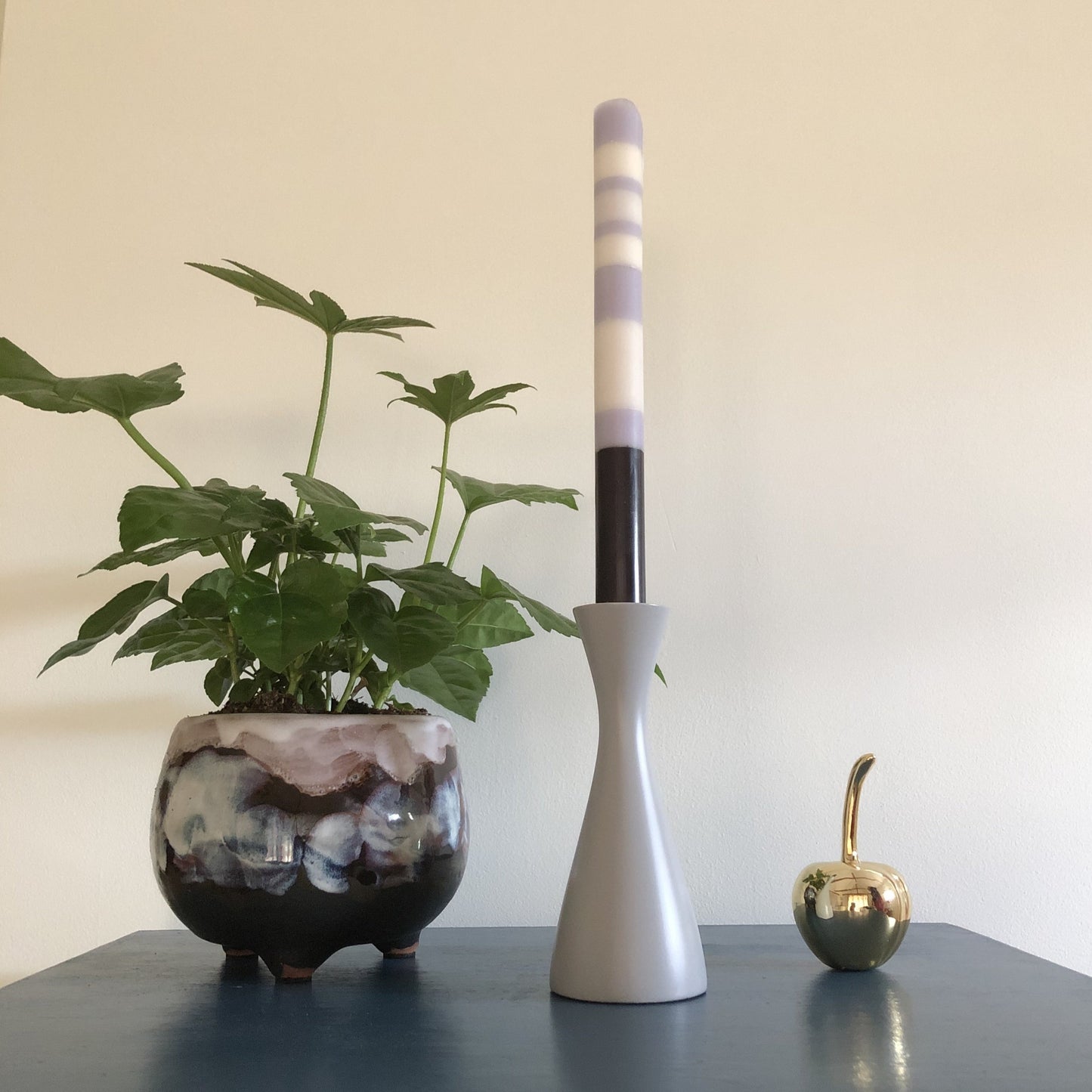 Grey Medium Wooden Candlestick Holder - ad&i