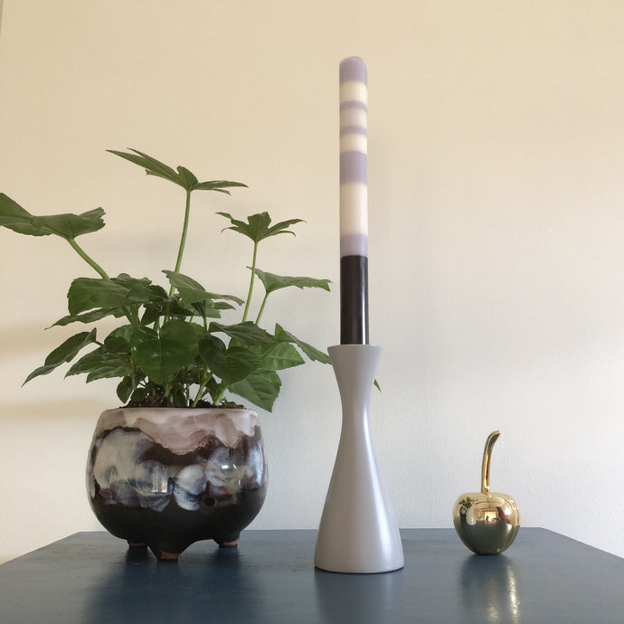 Grey Medium Wooden Candlestick Holder - ad&i