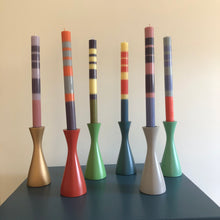 Load image into Gallery viewer, Mixed Three Colour Striped Candlesticks Set of Six-ad&amp;i