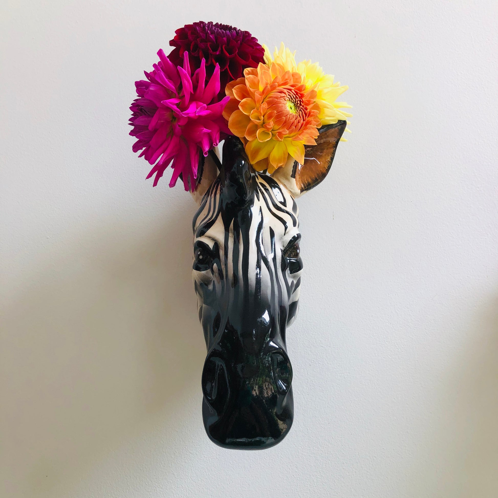 Ceramic Zebra Head Wall Sconce Vase-ad&i