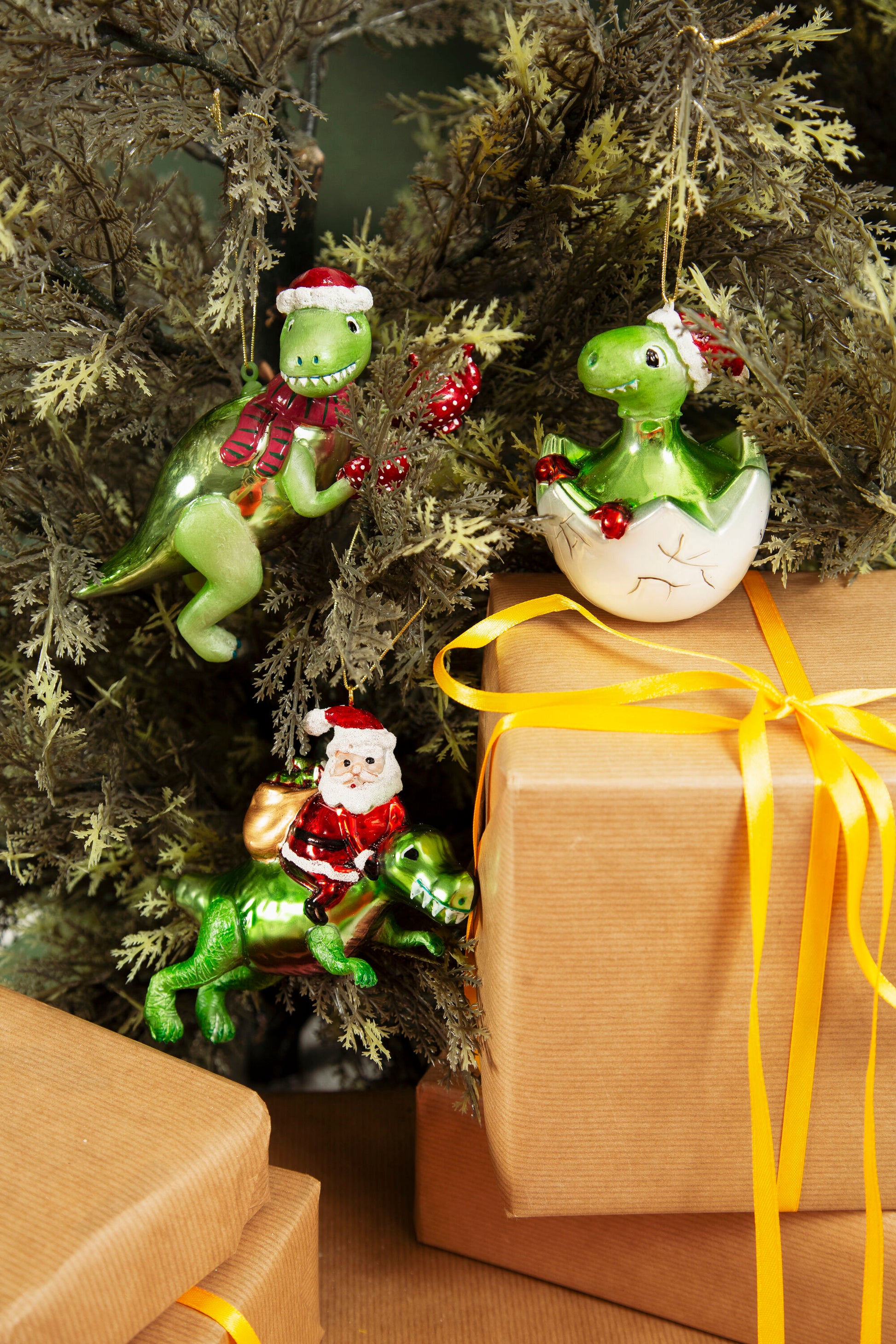 Dinosaur and Santa Shaped Christmas Tree Decoration - ad&i