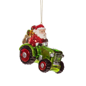 Farmer Christmas on a Tractor Christmas Tree Bauble-ad&i
