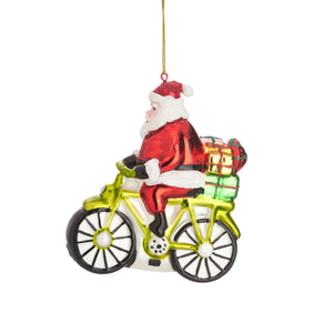 Santa on a Bicycle Shaped Christmas Tree Decoration - ad&i