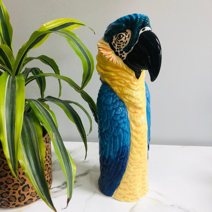 Large Ceramic Blue Macaw Parrot Head Vase - ad&i