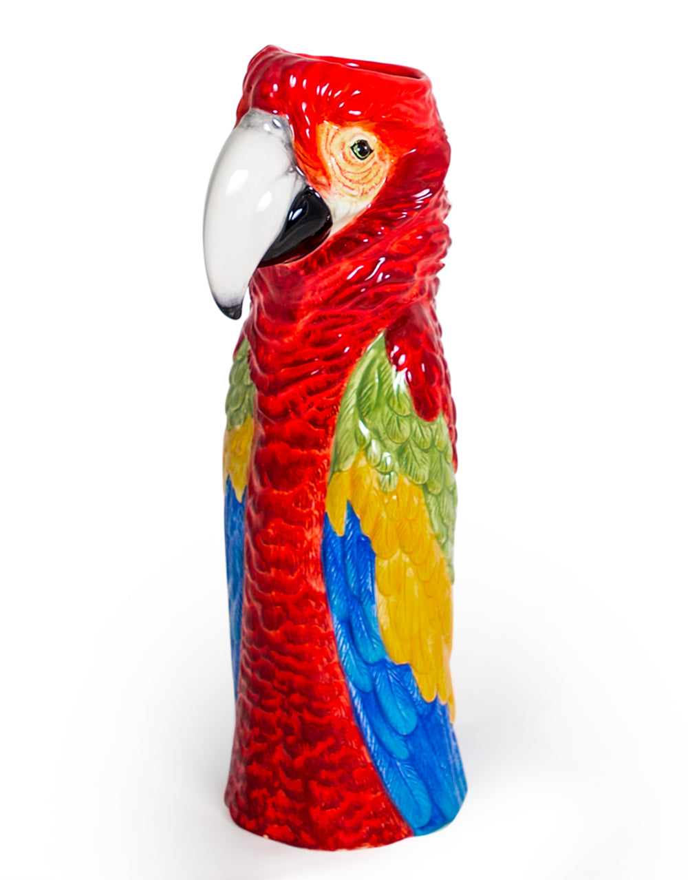 Large Ceramic Red Macaw Parrot Head Vase - ad&i