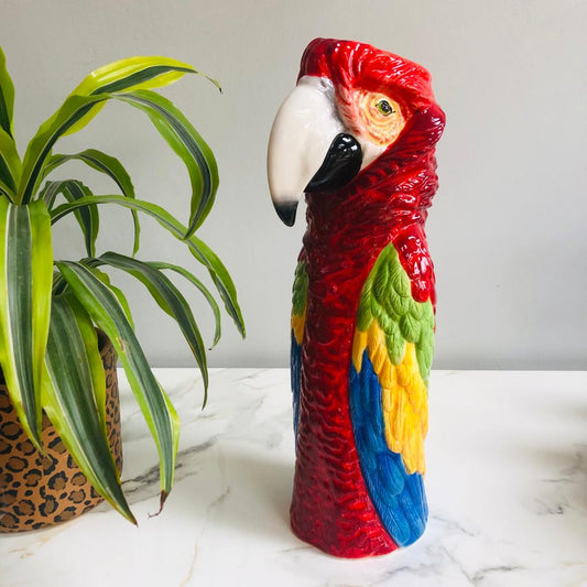 Large Ceramic Red Macaw Parrot Head Vase - ad&i