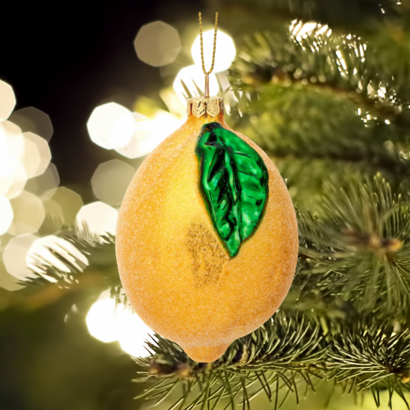 Shimmering Lemon Shaped Christmas Tree Bauble-ad&i