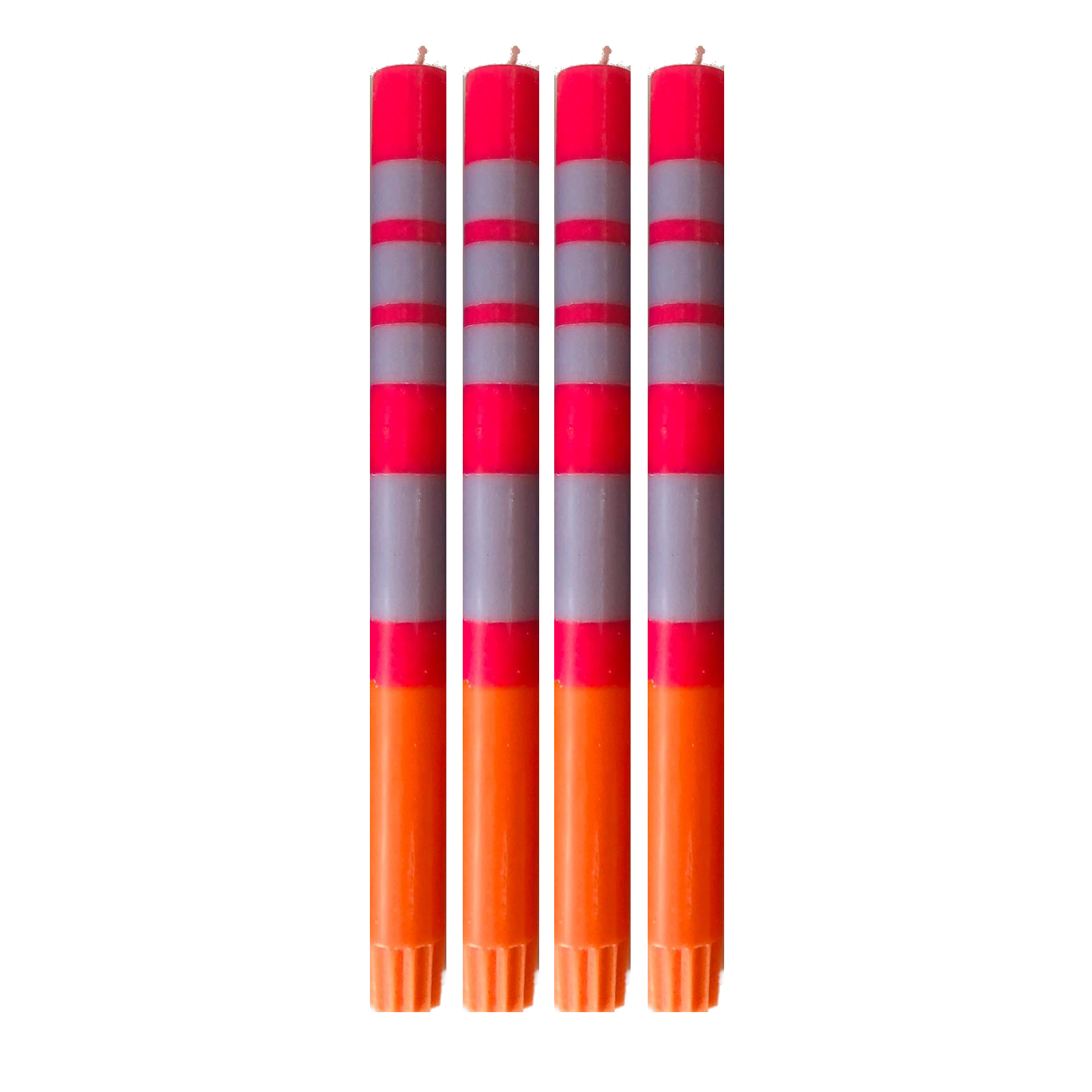 Neyron Rose, Orange Flame & Willow Grey Striped Candlesticks Set of Four - ad&i