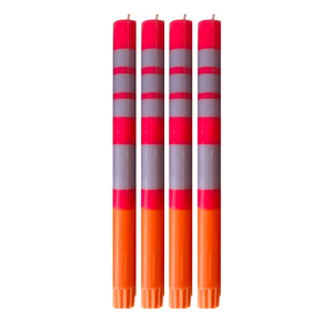 Neyron Rose, Orange Flame & Willow Grey Striped Candlesticks Set of Four - ad&i