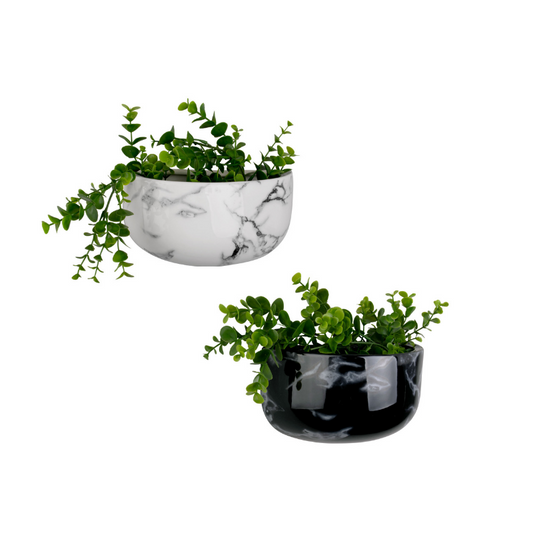 Marble Effect Oval Wall Ceramic Plant Pot - ad&i