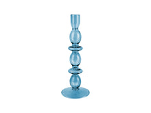 Load image into Gallery viewer, Dark Blue Five Ring Glass Candlestick Holder - ad&amp;i
