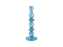 Load image into Gallery viewer, Dark Blue Five Ring Glass Candlestick Holder - ad&amp;i