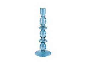 Dark Blue Five Ring Glass Candlestick Holder - ad&i