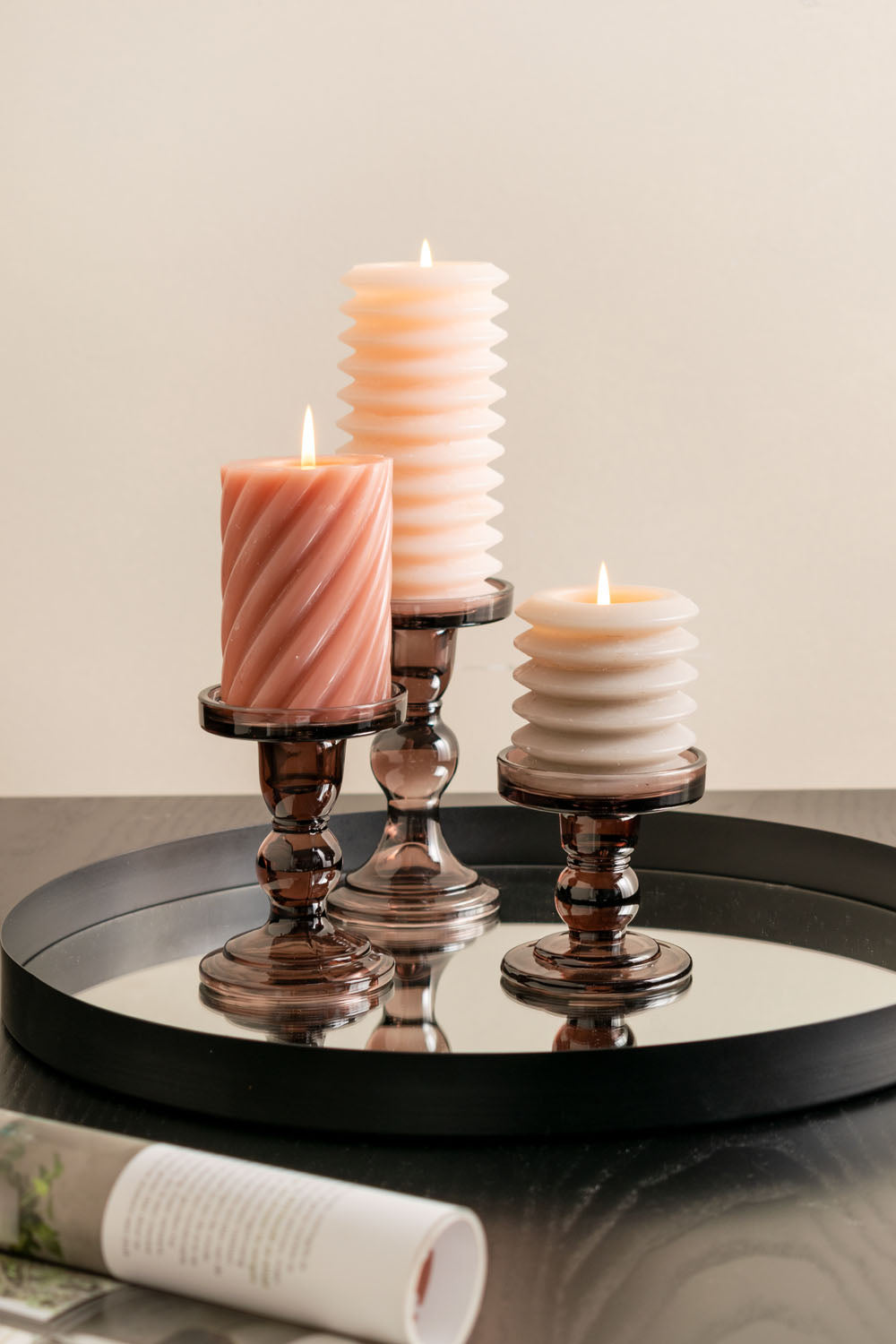 Glass Art Coloured Glass Candlestick Holder - ad&i