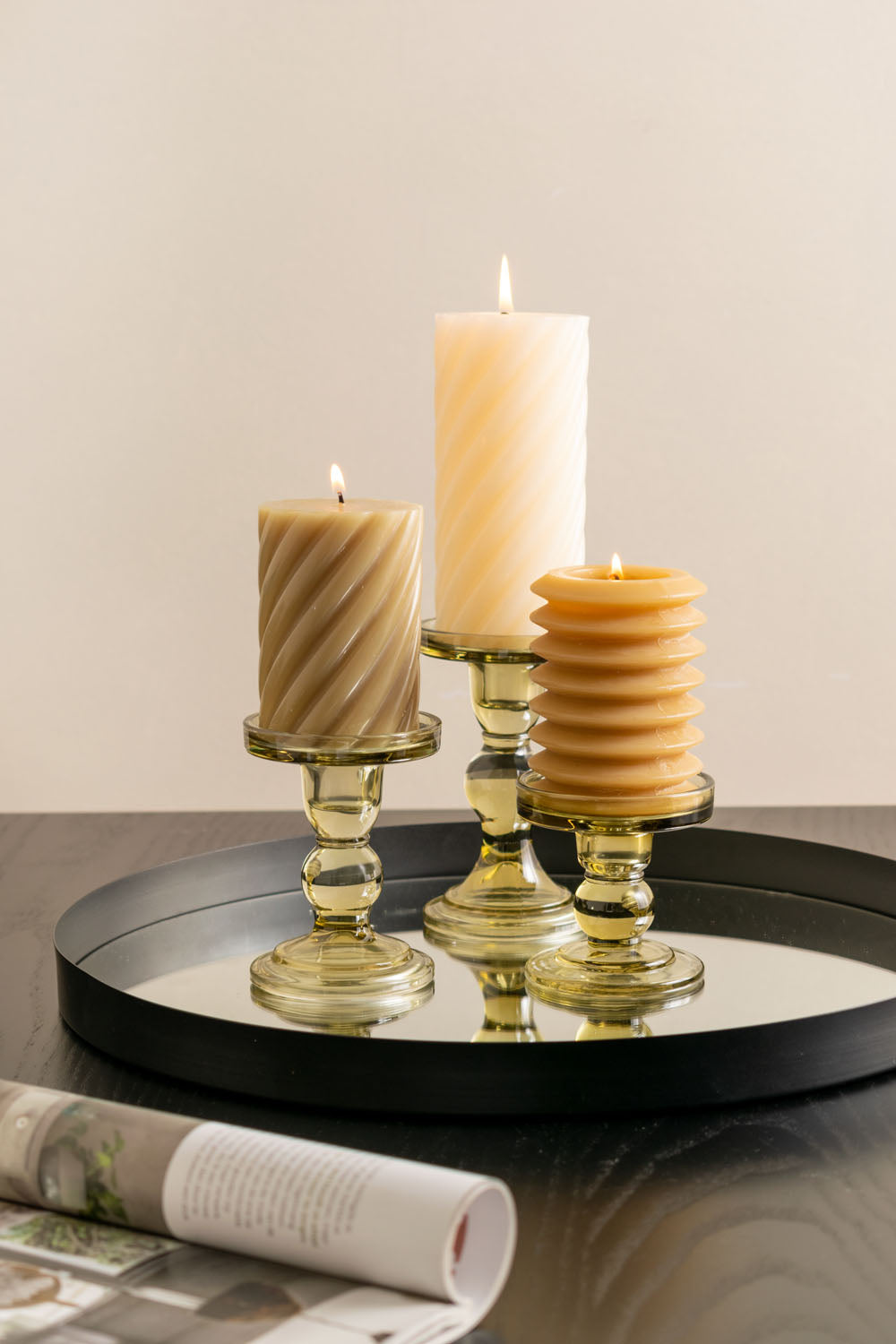 Glass Art Coloured Glass Candlestick Holder - ad&i