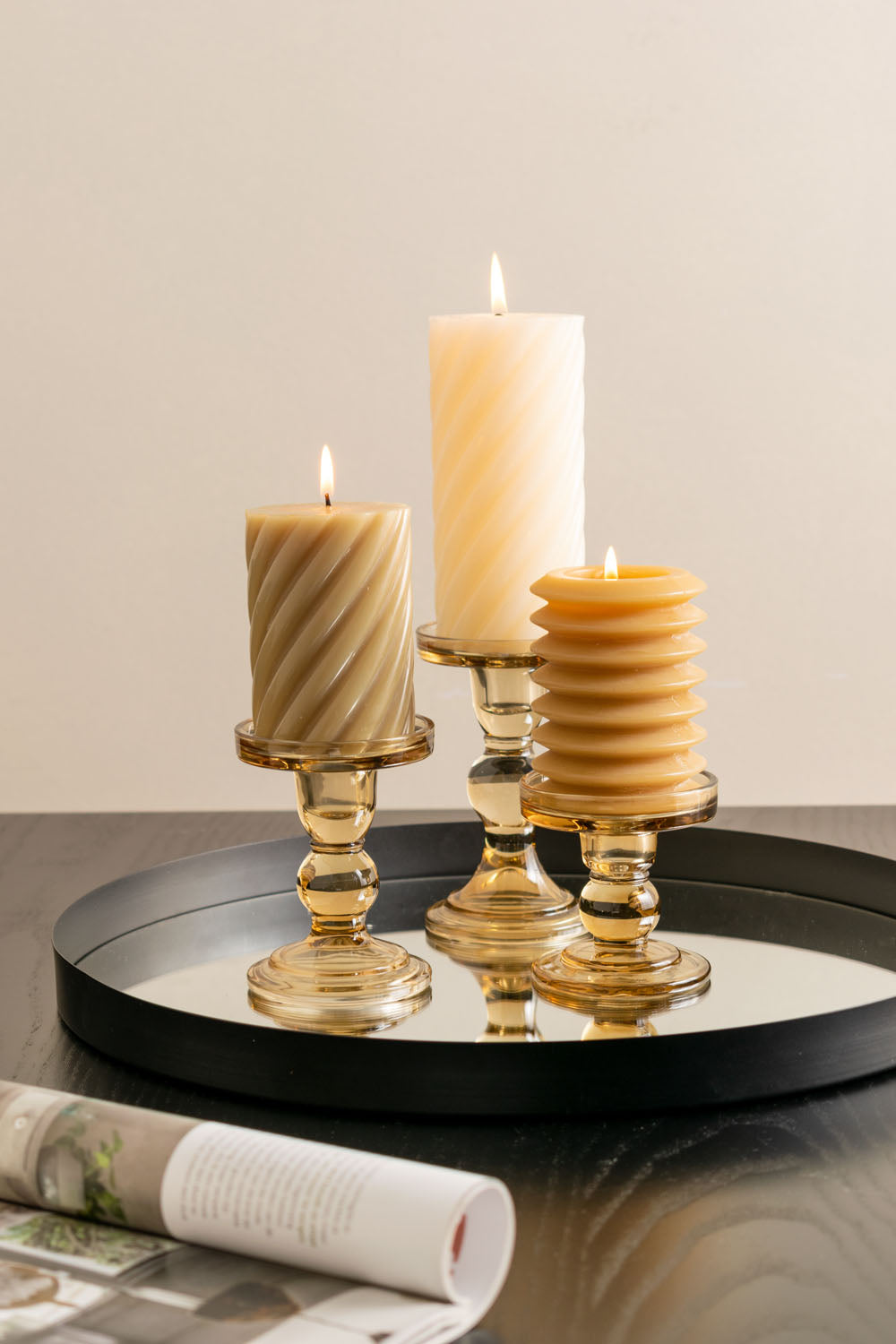 Glass Art Coloured Glass Candlestick Holder - ad&i
