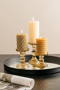 Glass Art Coloured Glass Candlestick Holder - ad&i