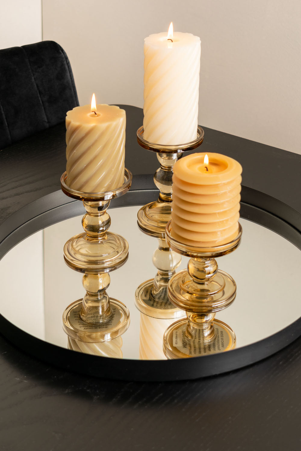 Glass Art Coloured Glass Candlestick Holder - ad&i