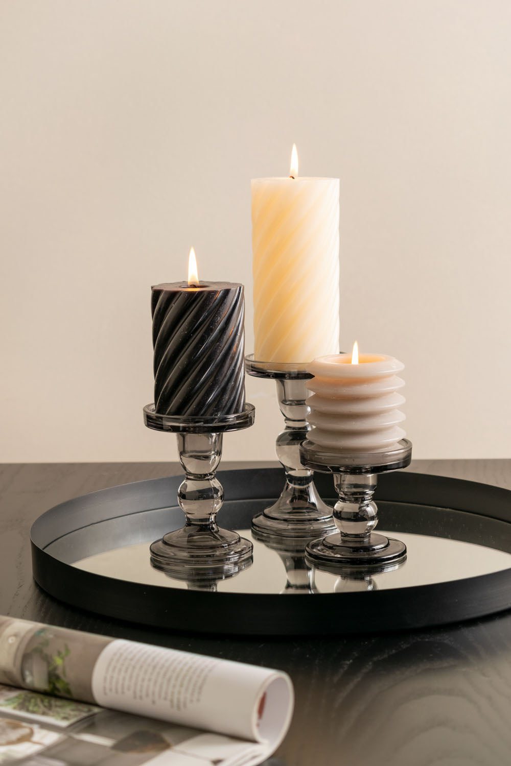 Glass Art Coloured Glass Candlestick Holder - ad&i