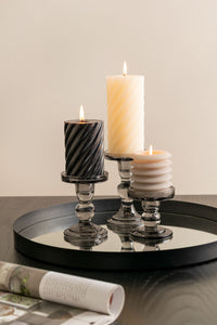 Glass Art Coloured Glass Candlestick Holder - ad&i