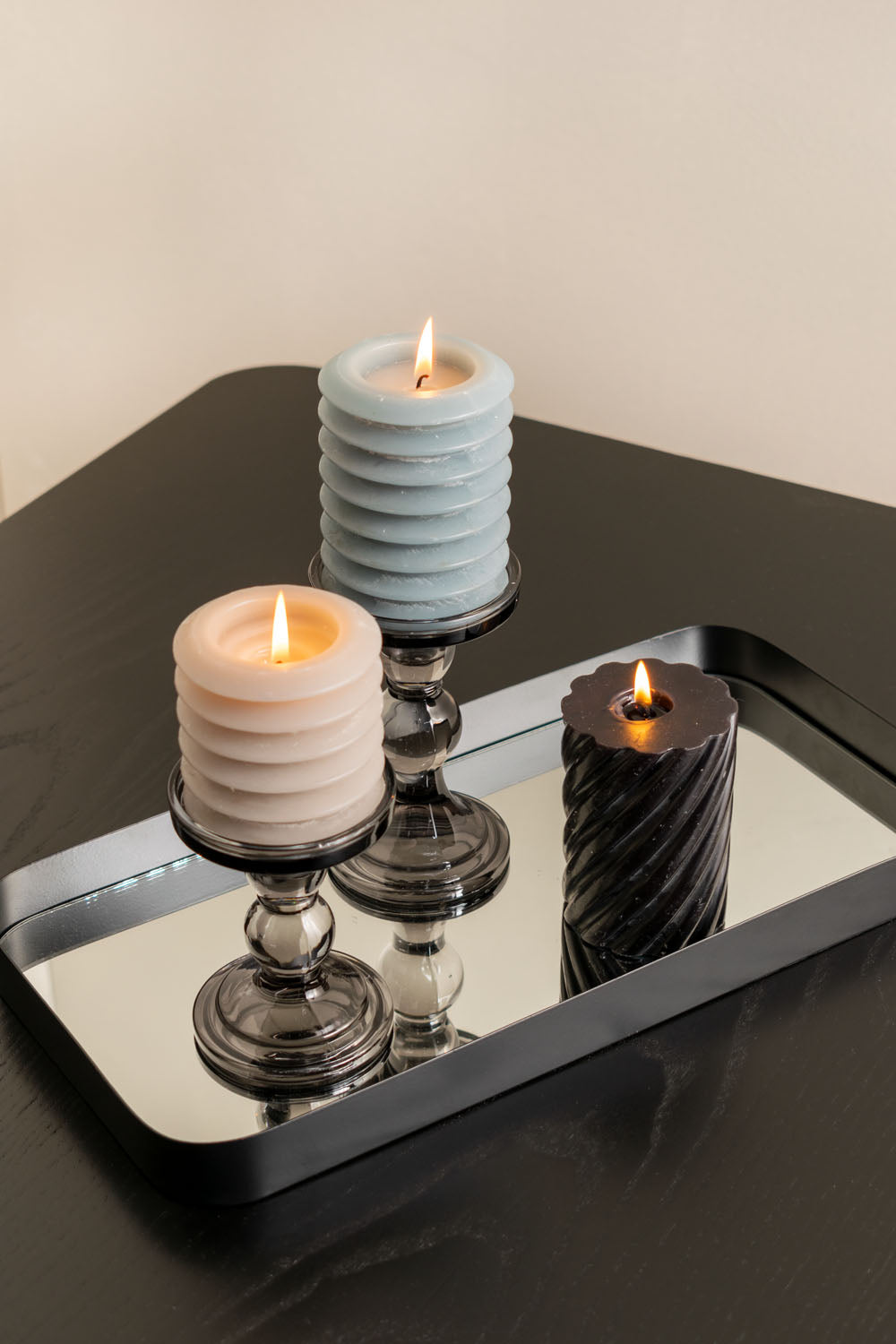 Glass Art Coloured Glass Candlestick Holder - ad&i