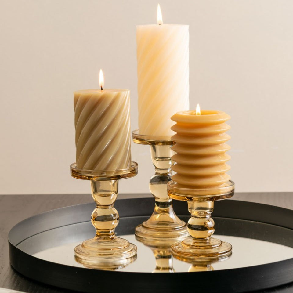 Glass Art Coloured Glass Candlestick Holder - ad&i