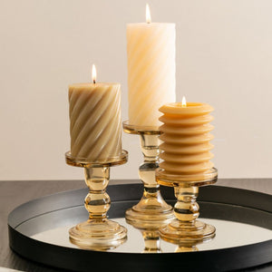 Glass Art Coloured Glass Candlestick Holder - ad&i