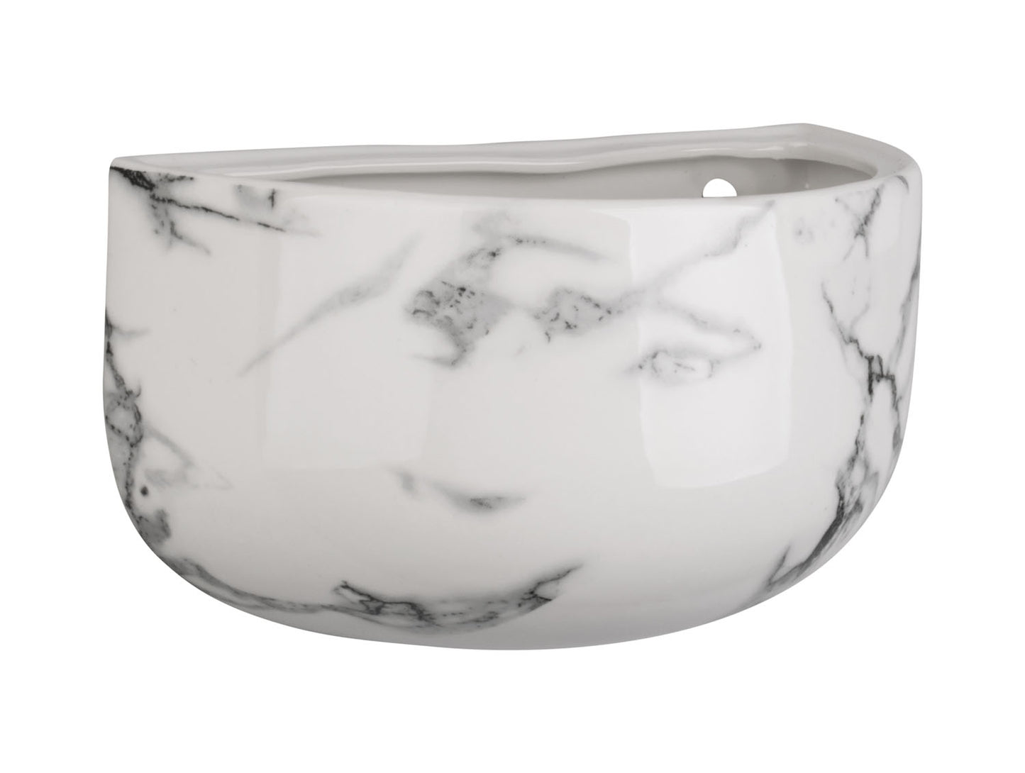 Marble Effect Oval Wall Ceramic Plant Pot - ad&i