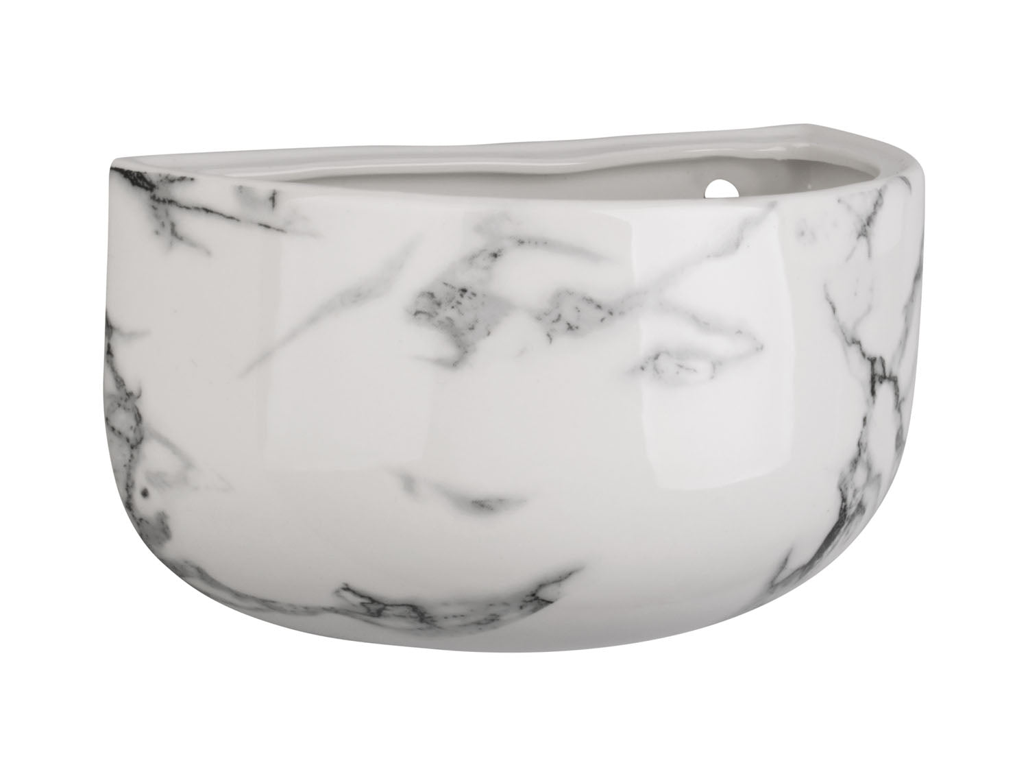 Marble Effect Oval Wall Ceramic Plant Pot - ad&i