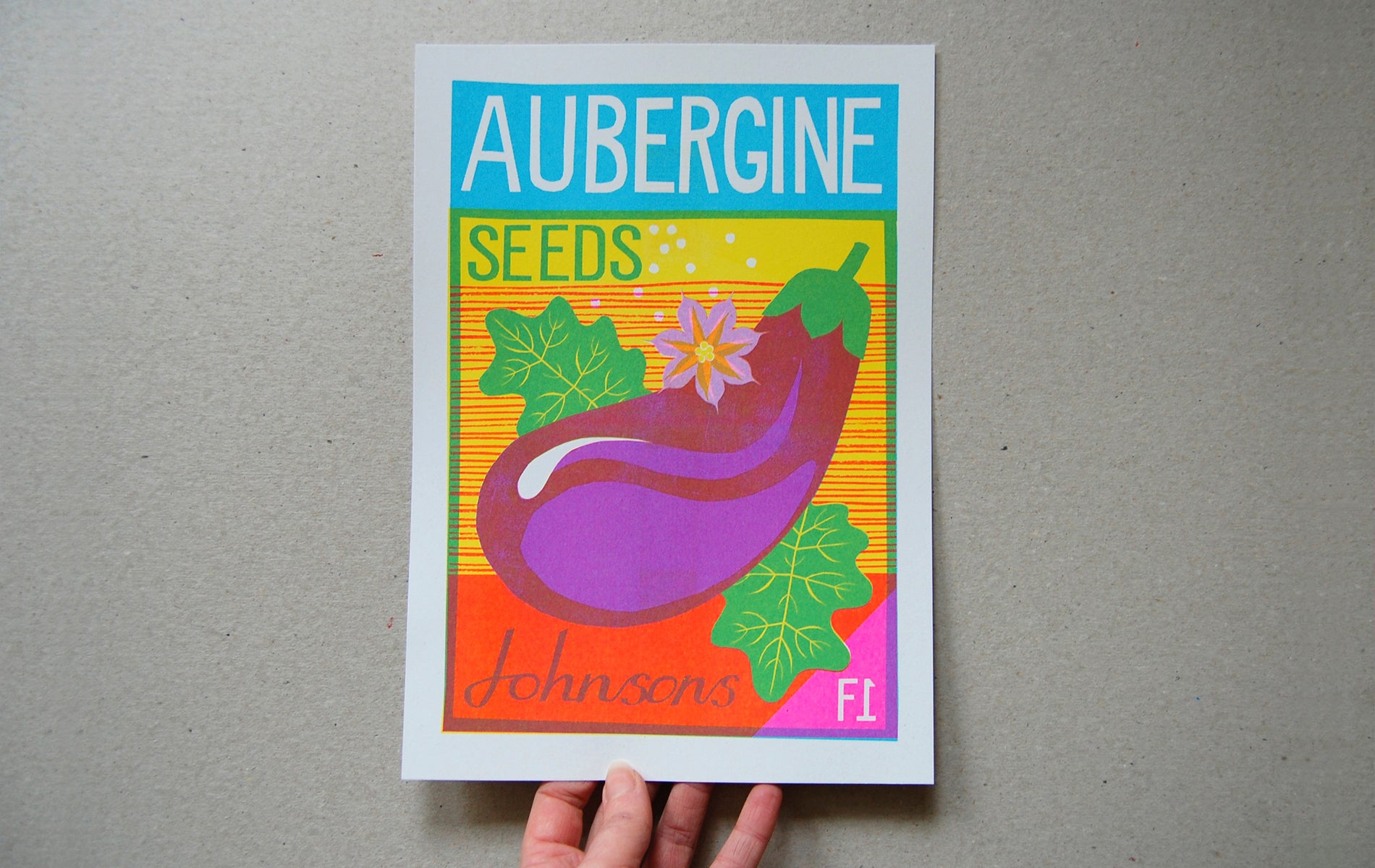 Aubergine Seeds A4 Risograph Print by Printer Johnson - ad&i
