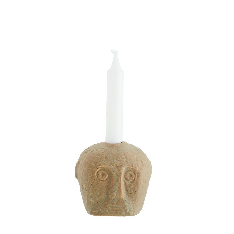 Stoneware Face Imprint Candlestick Holder-ad&i