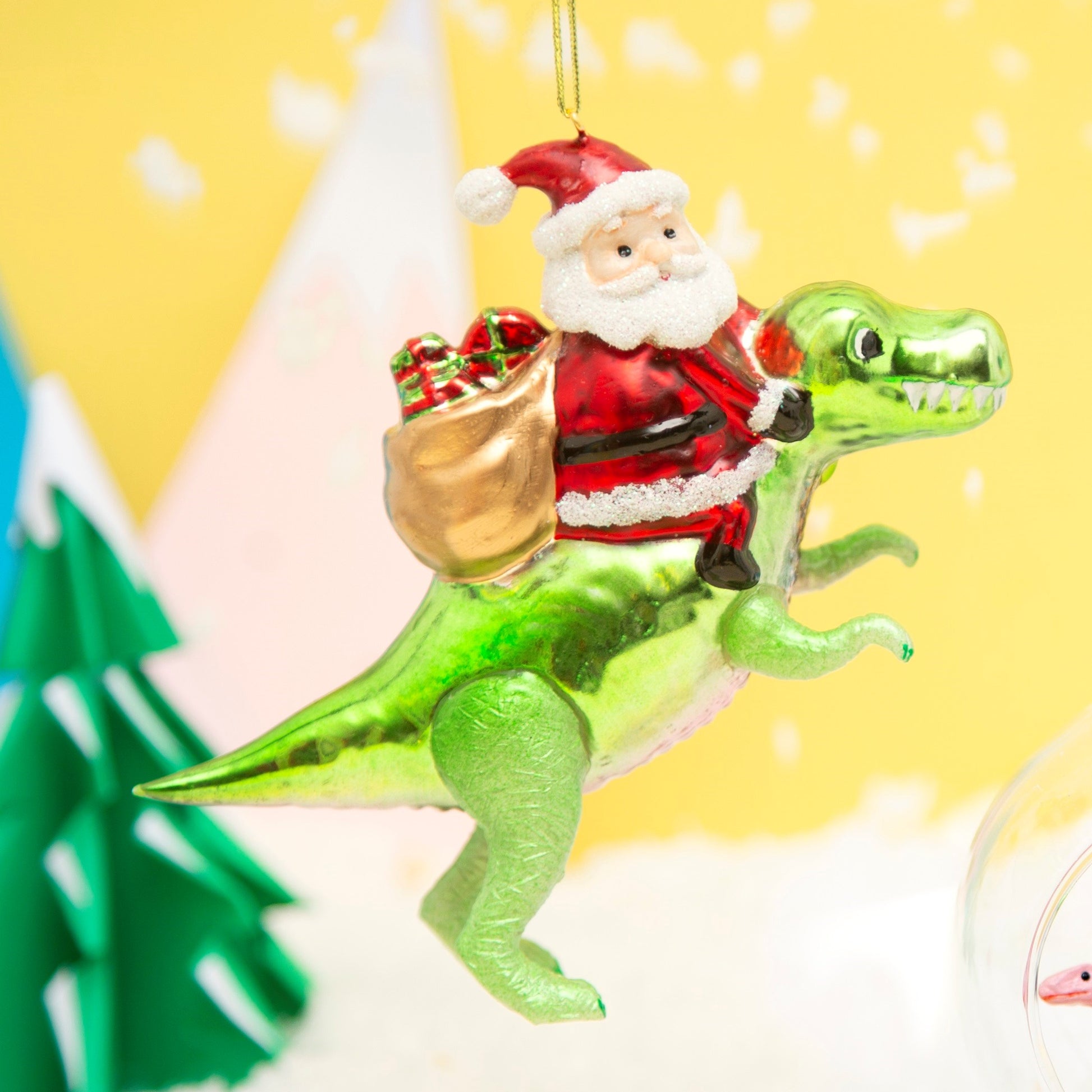Dinosaur and Santa Shaped Christmas Tree Decoration-ad&i