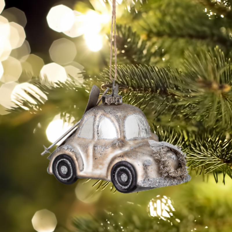 Metallic Retro Car Christmas Shaped Bauble - ad&i