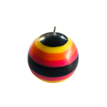 Load image into Gallery viewer, Orange Flame, Neyron Rose, Sulphur Yellow and Jet Black Small Stripe Ball Candle - ad&amp;i
