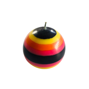 Orange Flame, Neyron Rose, Sulphur Yellow and Jet Black Small Stripe Ball Candle - ad&i
