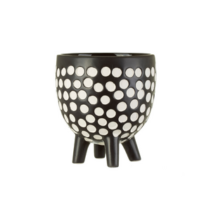 Black and White Spotty Planter on Legs - ad&i
