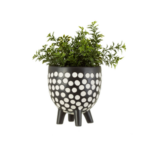 Black and White Spotty Planter on Legs - ad&i