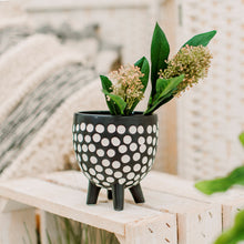 Load image into Gallery viewer, Black and White Spotty Planter on Legs - ad&amp;i