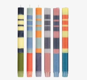 Mixed Three Colour Striped Candlesticks Set of Six - ad&i
