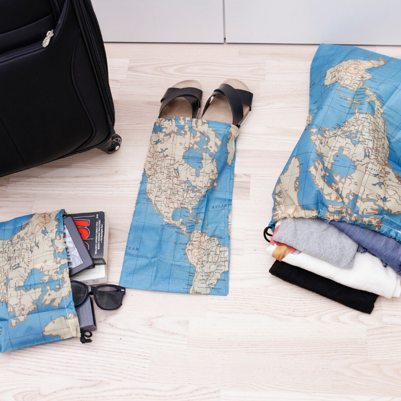 Travel Map Laundry Bags Set of 4 - ad&i