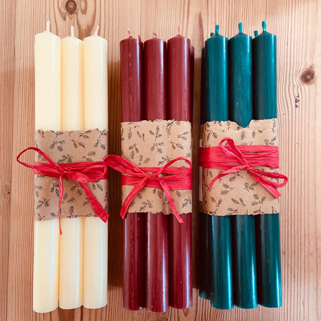 Festive Single Colour Dinner Candlesticks Set of Six-ad&i