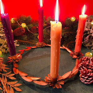 Antique Brass Advent Wreath Candlestick Holder-ad&i