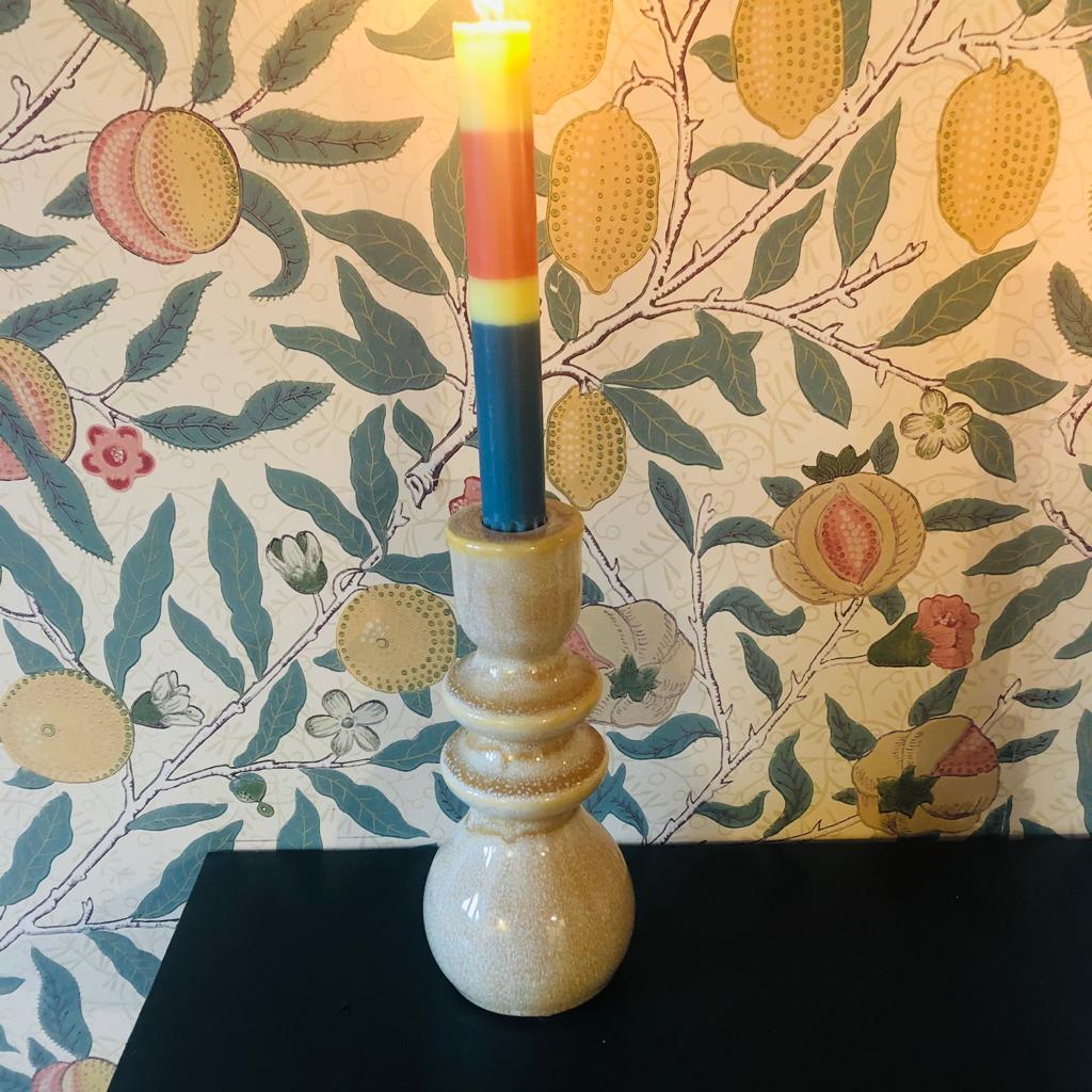 Oatmeal Tall Candlestick Holder-ad&i