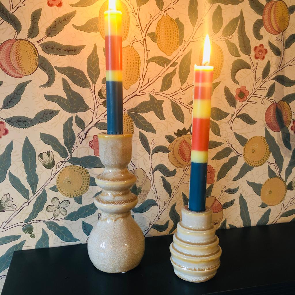 Oatmeal Tall Candlestick Holder-ad&i