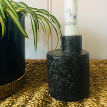Load image into Gallery viewer, Black Chunky Stoneware Candlestick Holder-ad&amp;i
