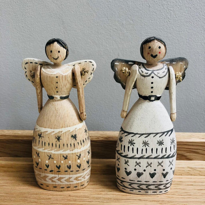 Folk Art Wooden Angel Christmas Decoration-ad&i