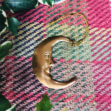 Load image into Gallery viewer, Pressed Gold Decorative Hanging Crescent Moon - ad&amp;i