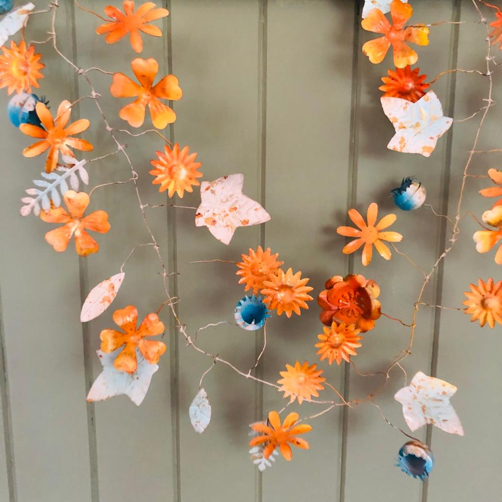Burnt Orange Metal Flower Garland - ad&i